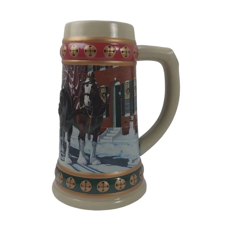 The 1994 Budweiser Holiday Stein Collection Hometown Holiday W/Box